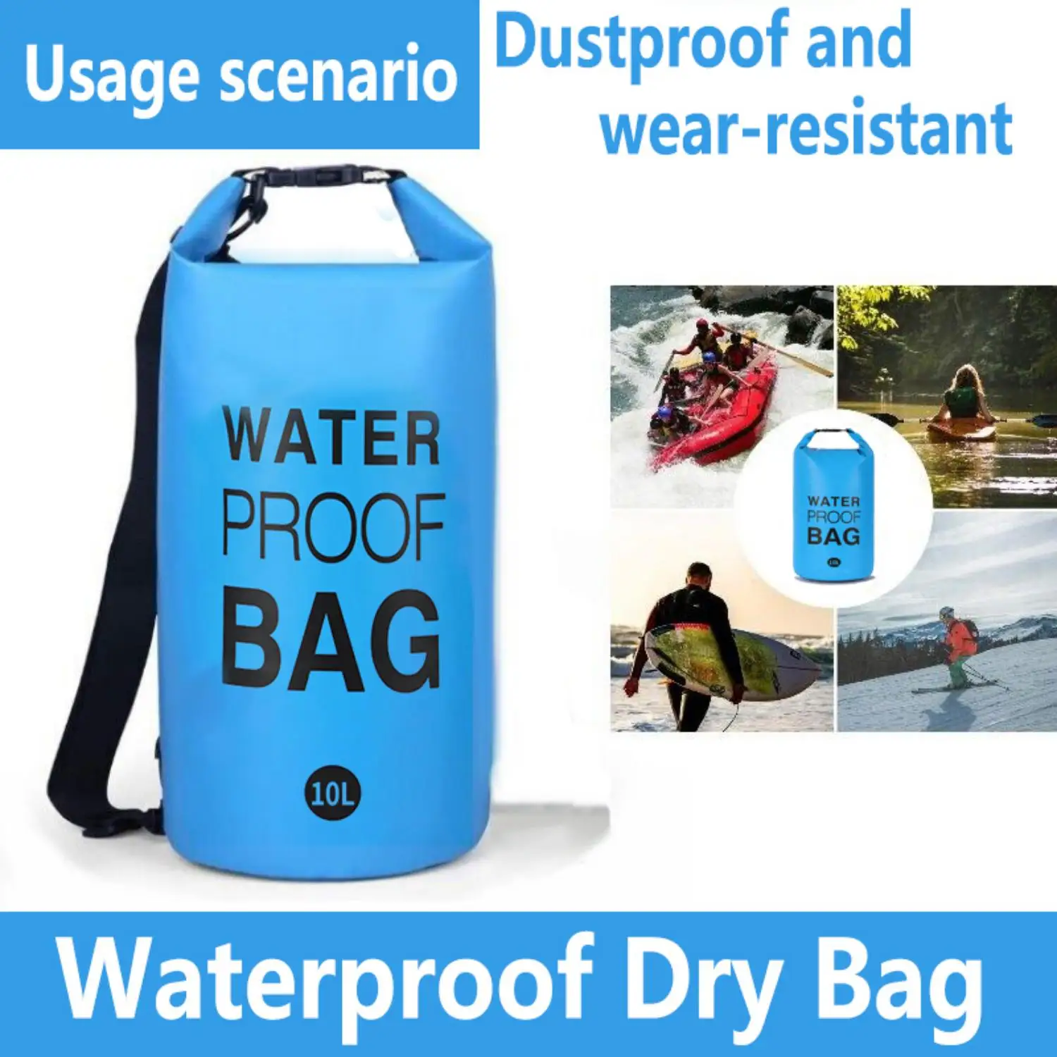 10L 4 Colors Floating Waterproof Dry Bag, Roll Top Sack Keeps Gear Dry for Backpacking, Kayaking, Rafting, Boating, Swimming 4
