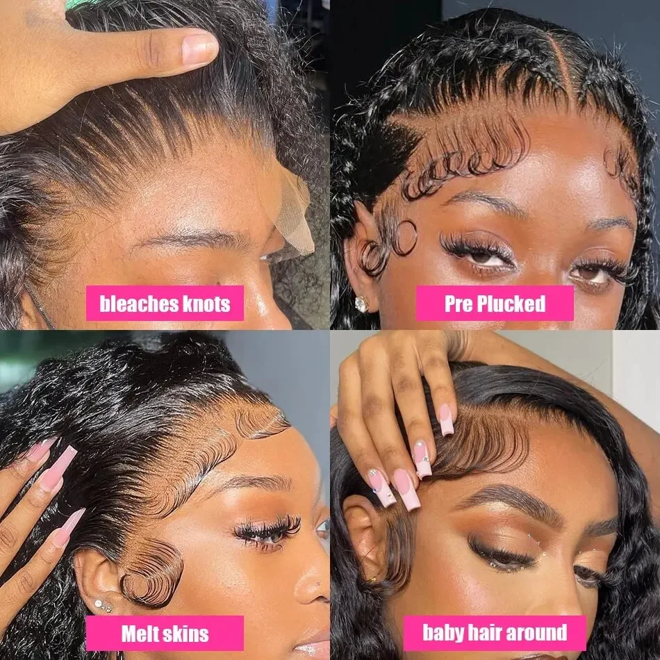 250 Density Water Wave 13X6 13X4 Hd Transparent Lace Deep Wave Frontal Wigs Pre Plucked Human Hair Curly Wigs For Black Women 5