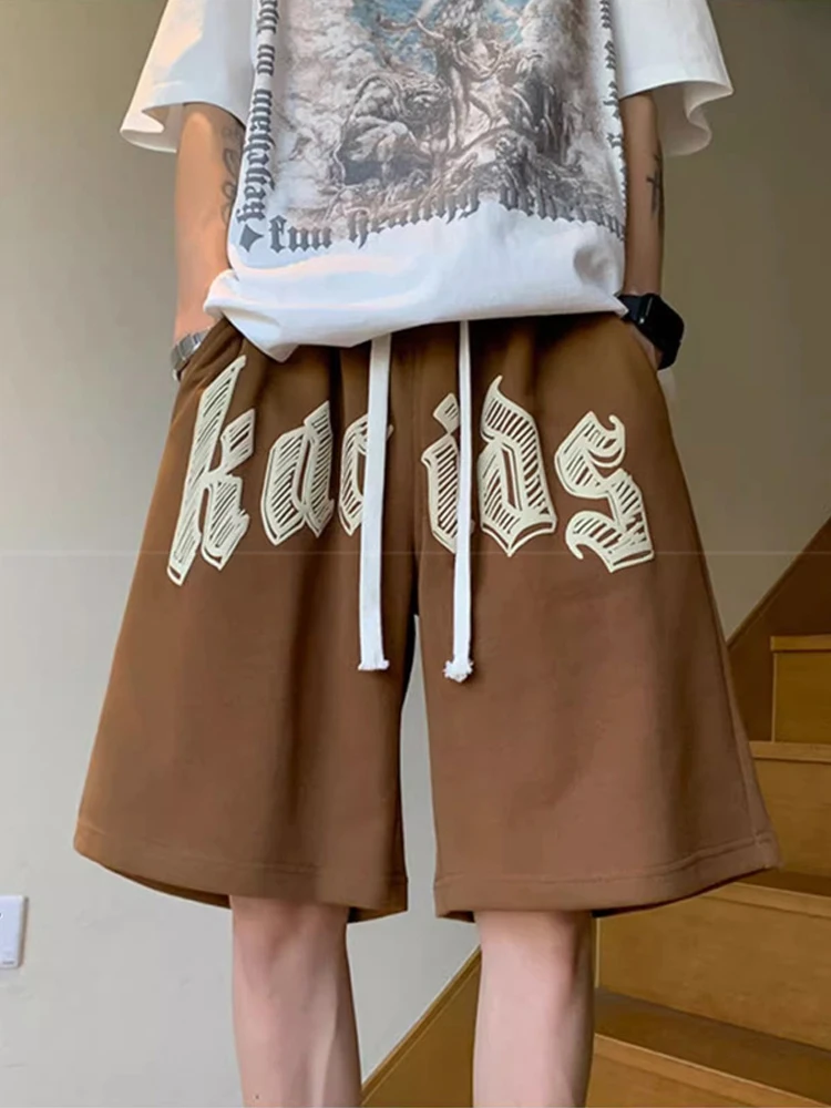 thumbnail image 1 of Pantalones cortos con estampado de letras de ropa de calle Y2K de verano para hombre, pantalones cortos deportivos de hip hop para gimnasio, bermudas holgadas informales americanas 2023 para hombre, 1 of 5