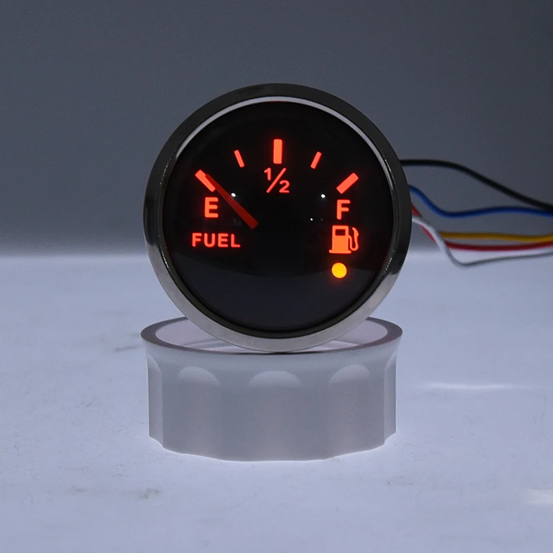 52MM Fuel Level Gauge Water Level Gauge 0-190/240-33OHM With Red Backlight & Alarm For Marine Car RV Camper Yacht 12V/24V