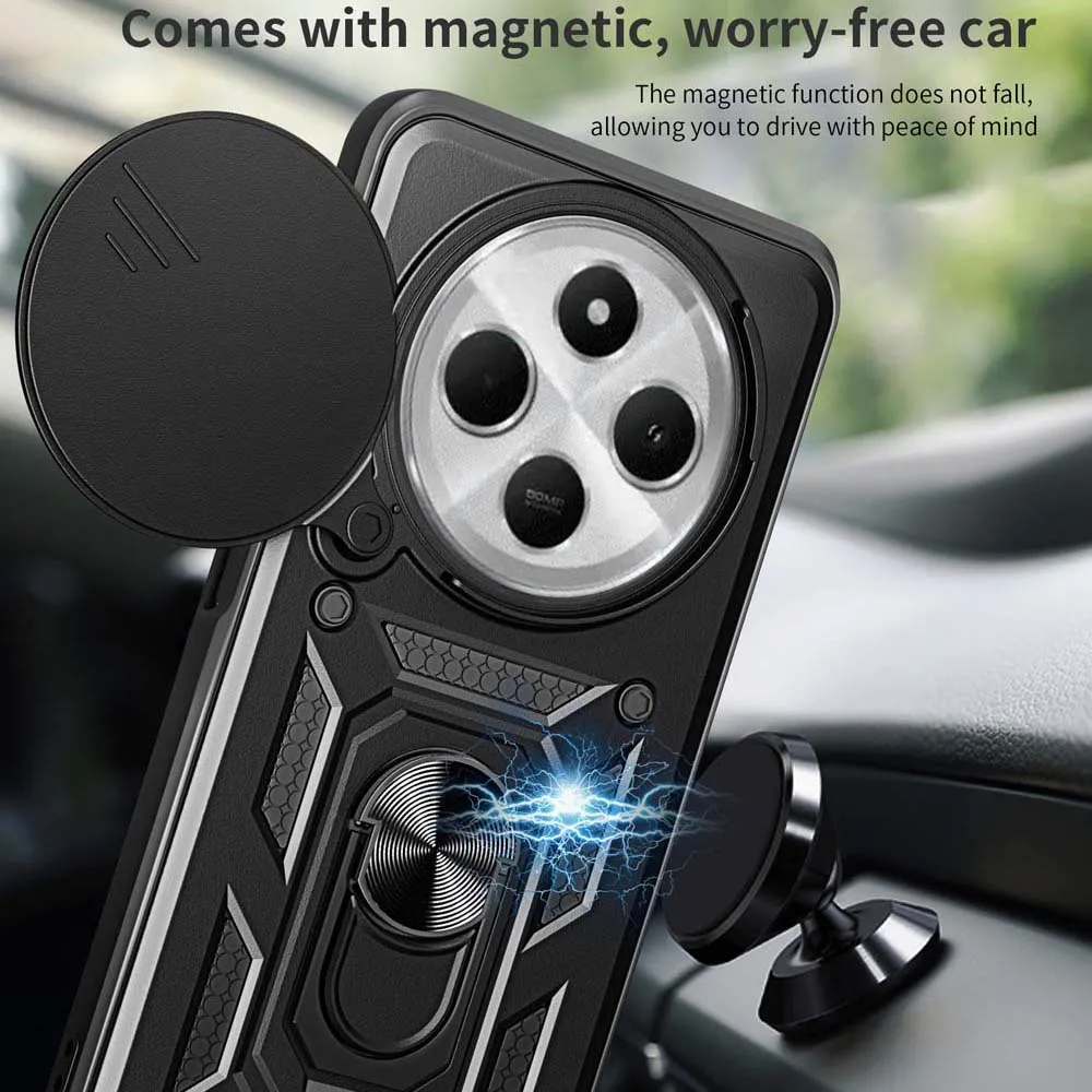 Shockproof Armor Case For Redmi 14C 4G Car Holder Phone Cover For Redmi 14C Camera Lens Protection Fundas 6