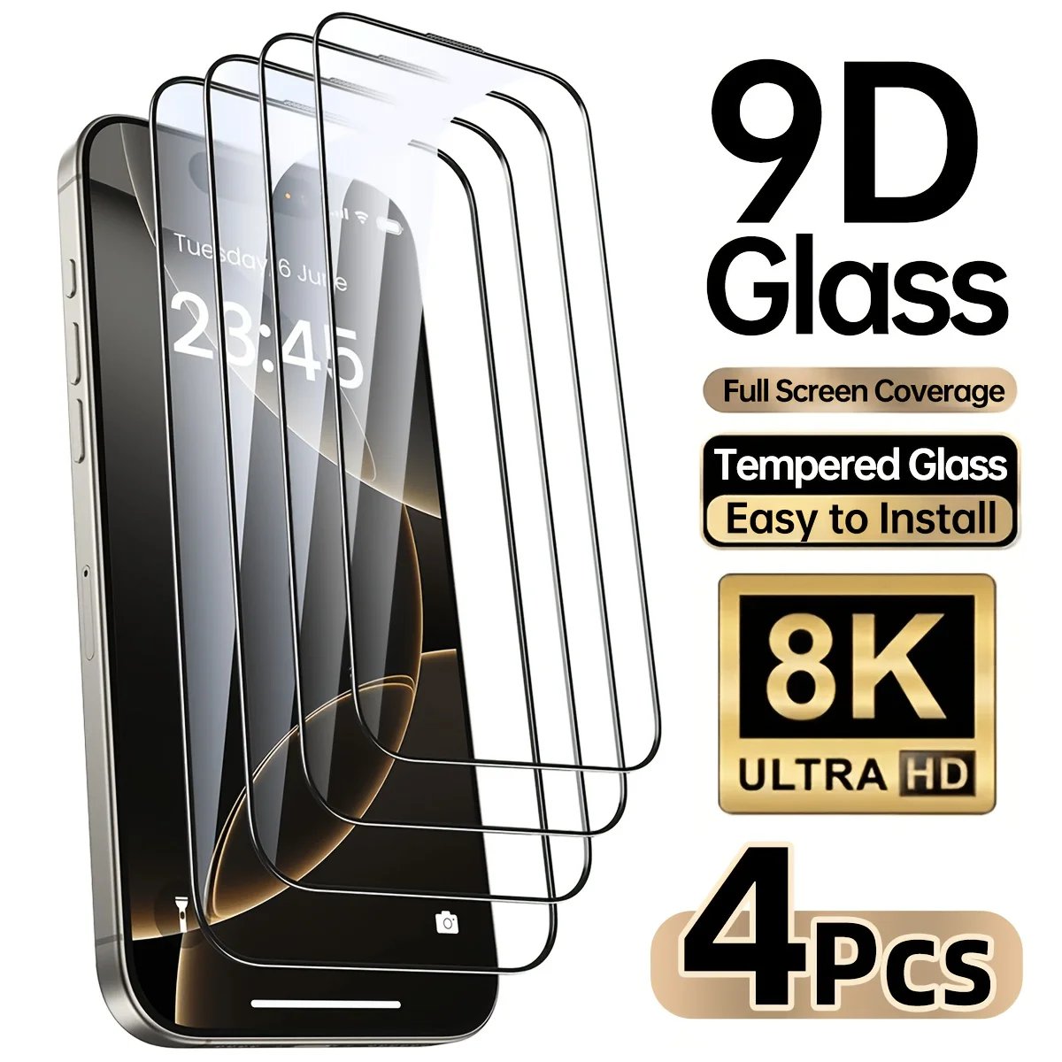 Lot de 4 protections d'écran en verre trempé haute définition pour iPhone 17 Pro Max/17/16 Pro/16/15/14/13 Pro/13 Mini/12/11/Air/Plus/X
