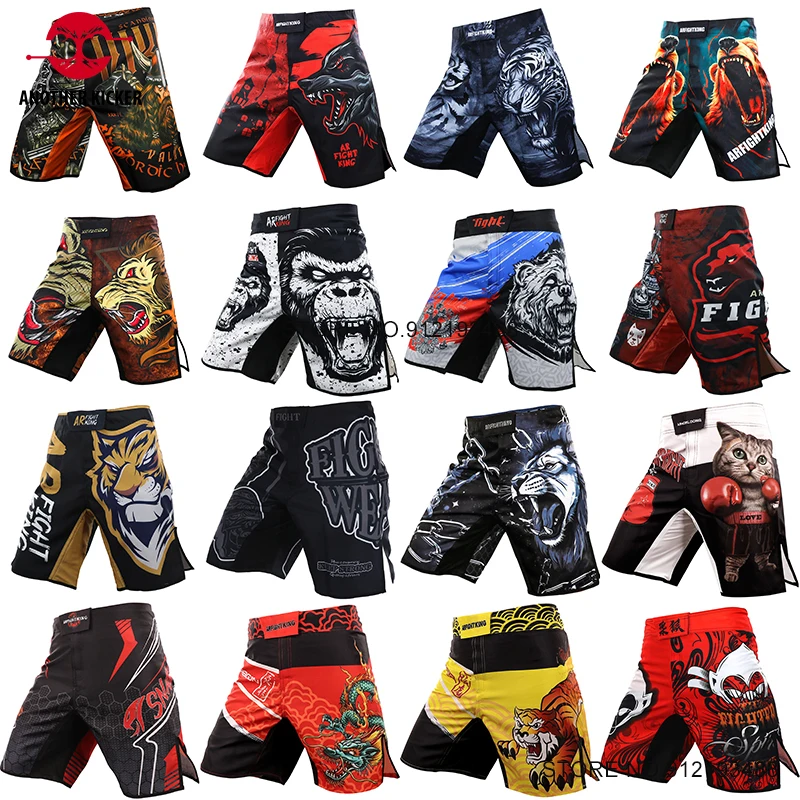 MMA Pants Men Kickboxing Boxing Training Fight Shorts Workout Bodybuilding Gym Sports BJJ Running Jogging Shorts with Pocket