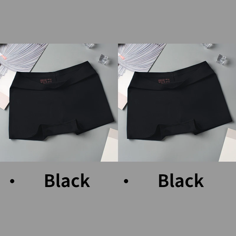 2PCS/Set Women's Panties Silk Female Underwear Soild Boyshort Mid-waist Women's Boxer Briefs M-XL Female Menstrual Underwear 2PC