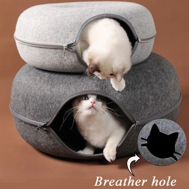 B-Tunnel Donut Cat Bed Interactive Tunnel Pet Felt Indoor Toys Cats House Kitten Training Toy Cat Kennel Cat Accessories 2