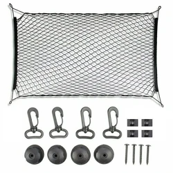 Universal Large Car Cargo Storage Net - Elastic Nylon Mesh (Black)