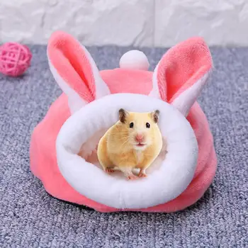 Warm Cotton Small Pet Beds Yurt Rabbit Mouse Chicken Shaped Portable Soft Hamster Hedgehog Nest House Pet Supplies for Winter 1