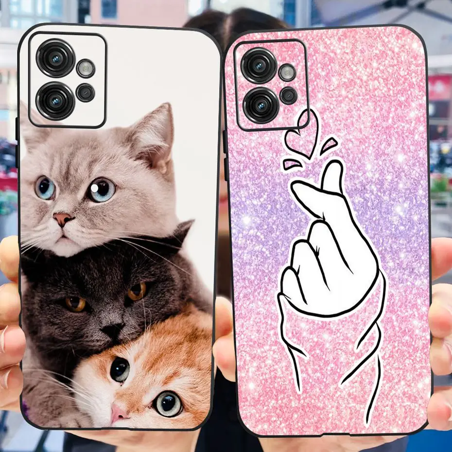 Floral Cat Design Soft Silicone TPU Back Cover Phone Case