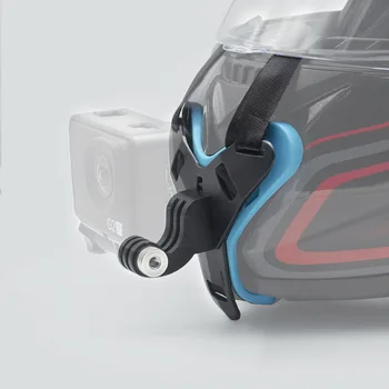 Supporto per fotocamera con supporto per mento anteriore per casco da motociclista per GoPro Hero DJI Osmo Action Insta360 Accessorio per fotocamera d'azione Cinghia per casco