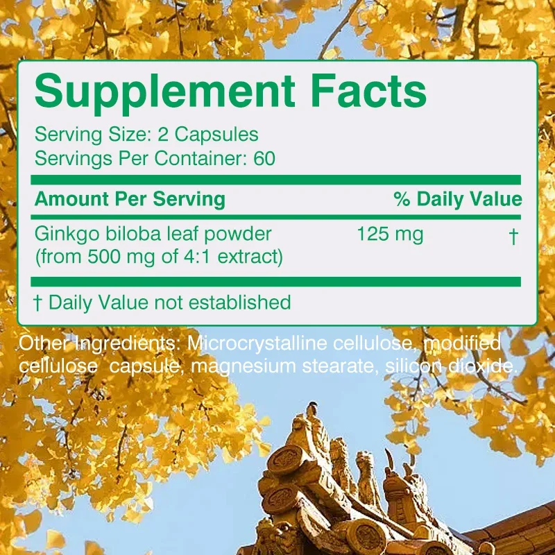 Ginkgo 500 Mg Extra Strength 500 Mg Per Serving-Supports Brain Function and Memory Support Non-GMO