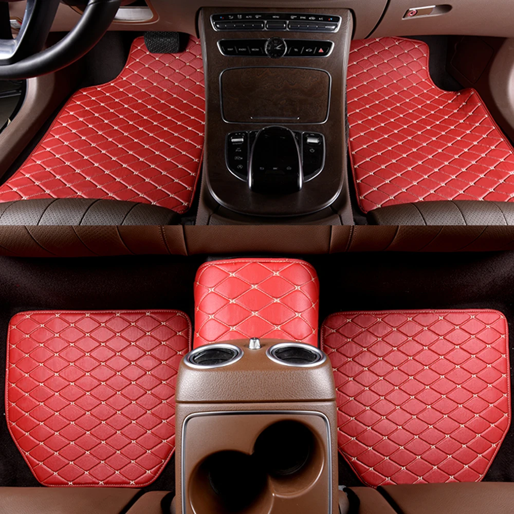 5Pcs Set Universal Car Floor Mats PU Leather Waterproof Auto Foot Pad Protector Automobile Interior Carpet Accessories Interior