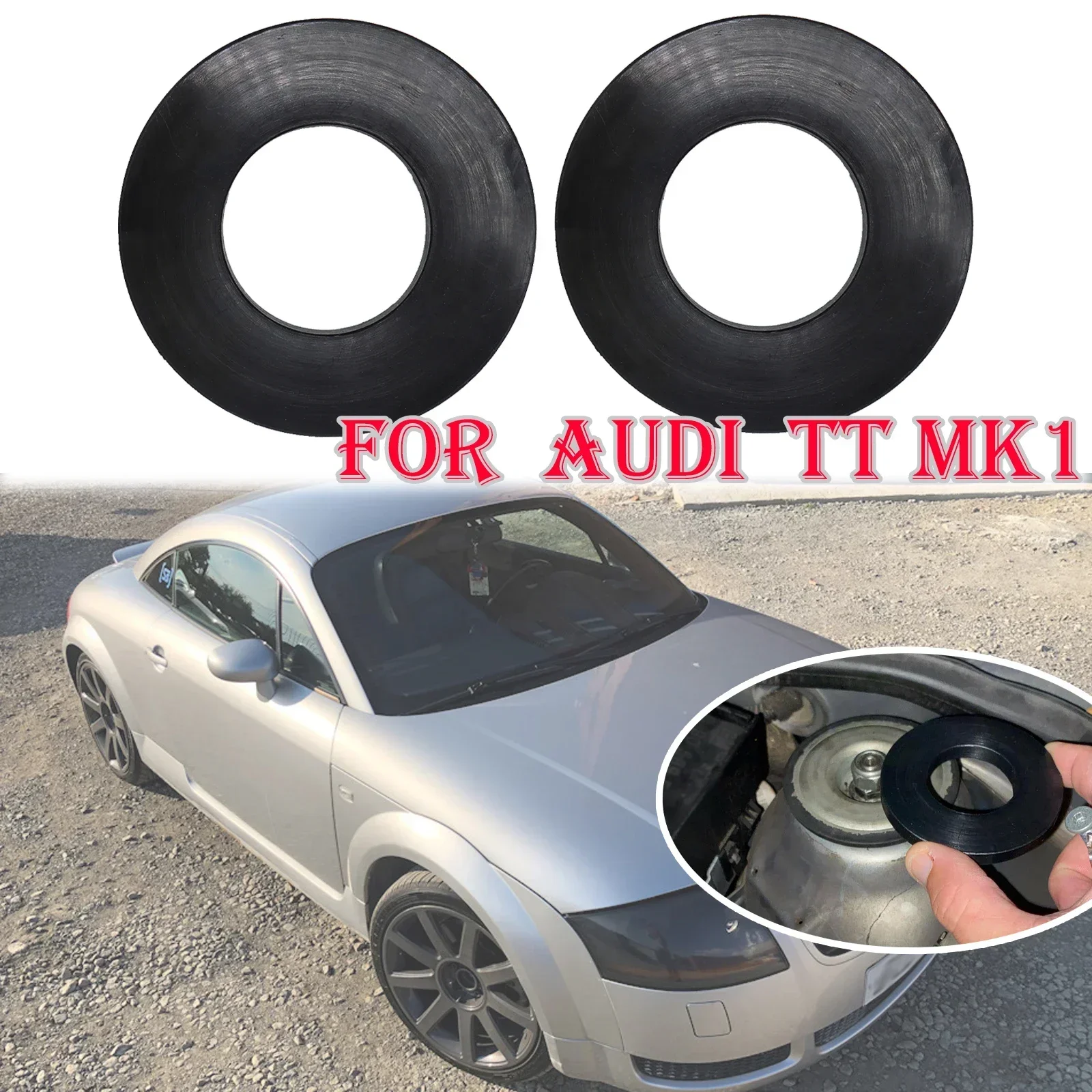 2PC Front Strut Top Mount Tower Gaps Suspension Shock-Absorbing Rubber Bushing Bearing Washer Pad for Audi TT Mk1 (8N) 1998-2006 strut tower mount,shock absorbing tower parts
