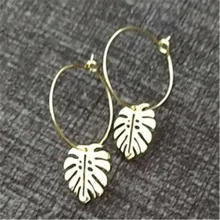  Vintage Leaf Earrings for Women Gold Color Geometric Statement Earring Metal Earring Hanging Fashion Jewelry Trend 