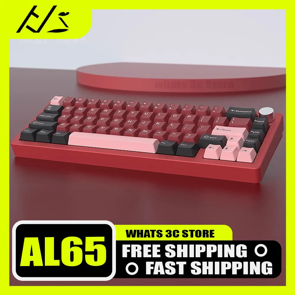 

Black Snake AL65 Mechanical Keyboard Aluminium Alloy Multifunctional Knob 3 Mode Wireless Gaming Keyboard RGB Hot Swap Pc Gamer