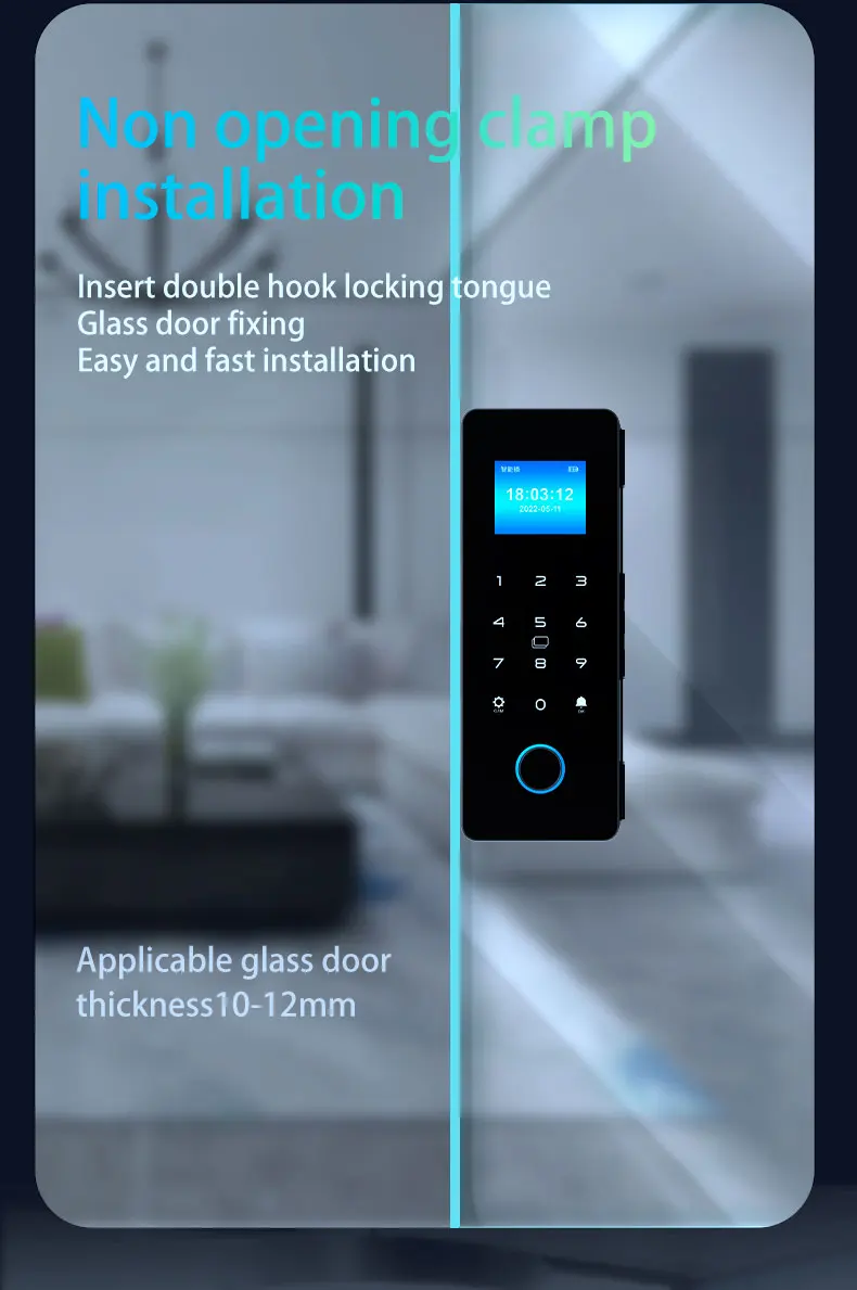 Smart Phone Hahalock APP Fingerprint Lock Bluetooth Glass Sliding Door Smart Loc