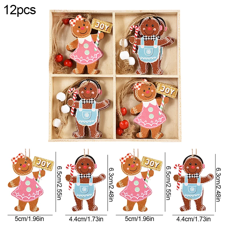 Rustic Christmas Wooden Pendant Ornaments - Gingerbread Man & Gnome Festive Decor