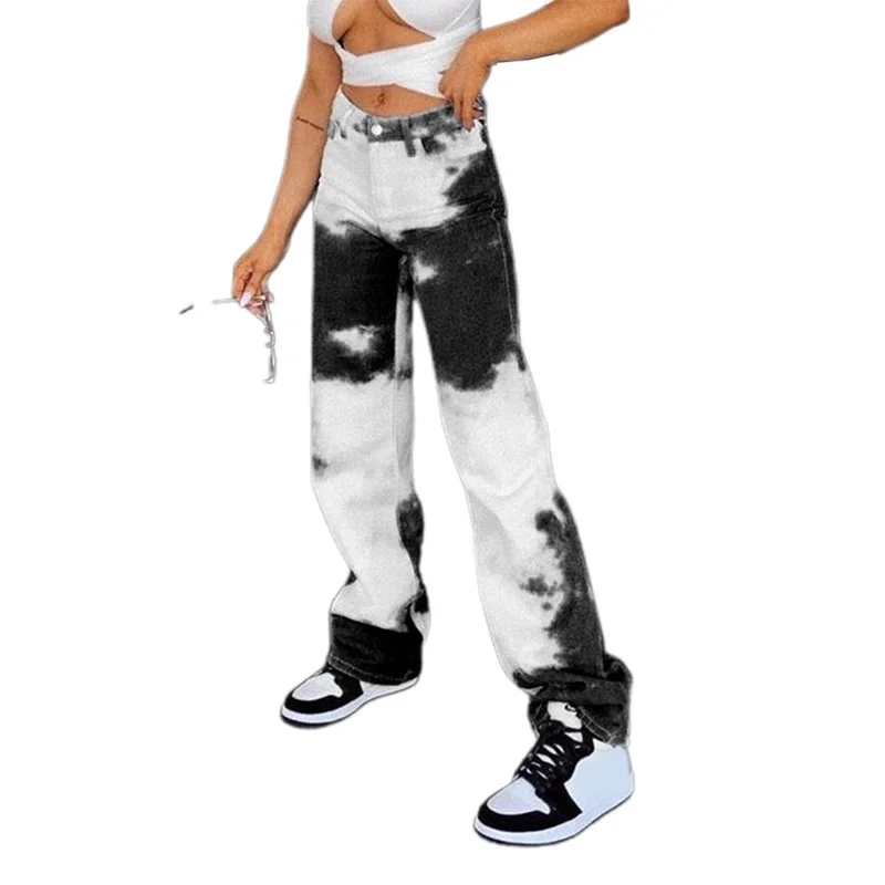 Ladies Aesthetic Jogging Old-fashioned Jogging Pants Y2k Clothes E Girl Tie Dye Harajuku Hip-hop Wide-leg Streetwear Trousers