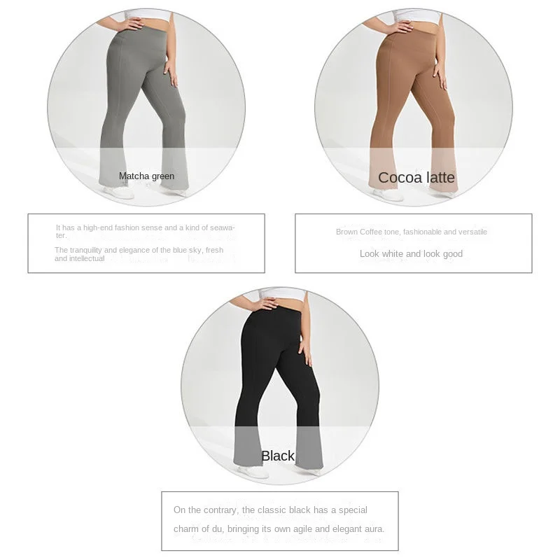 150kg Yoga Pants Women Seamless Leggings Outdoor Sex Open Crotch Stretch High Waist Peach Hip Trousers Dance Bell-Bottom Pants