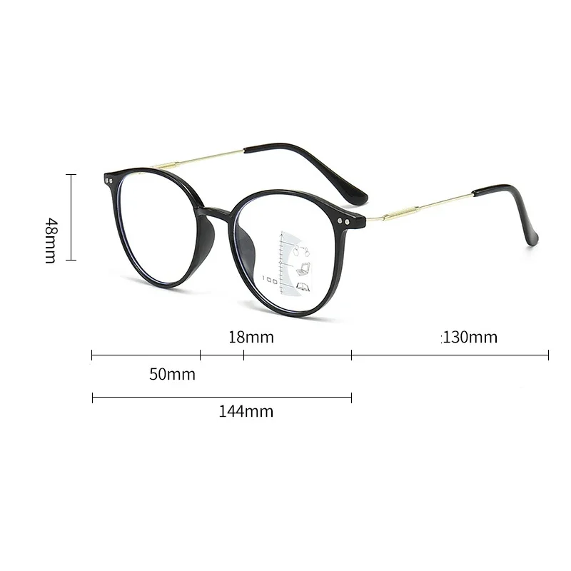 Fashion Photochromic Reading Glasses Men Women Round Frame Progressive Multifocal Eyewear Ultralight Near and Far Eyeglasses