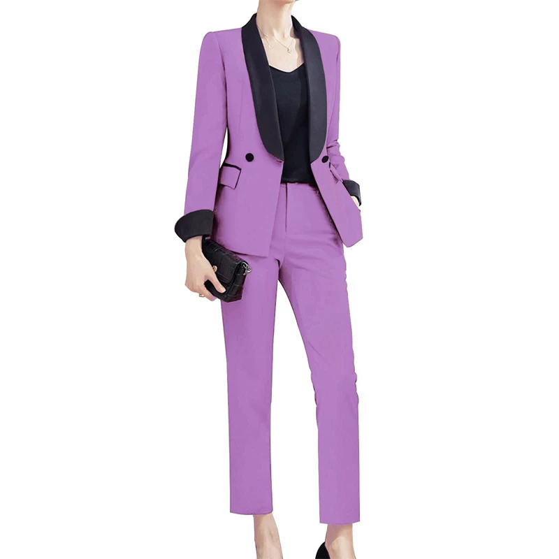 Women's Suit 2 Piece Royal Blue Wedding Slim Business Blazer + Pants Formal Workwear