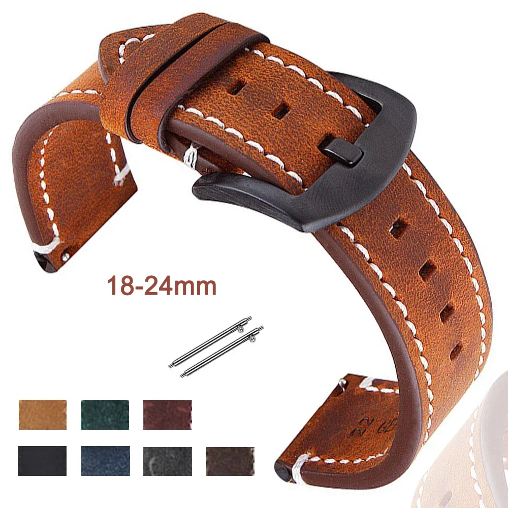 Vintage Soft Leather Watch Band – Retro Style with Quick Release