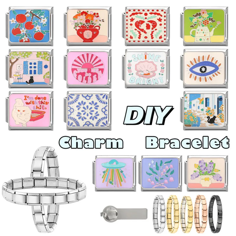 Creative Design Charm Bracelet Stainless Steel DIY Making Jewelry