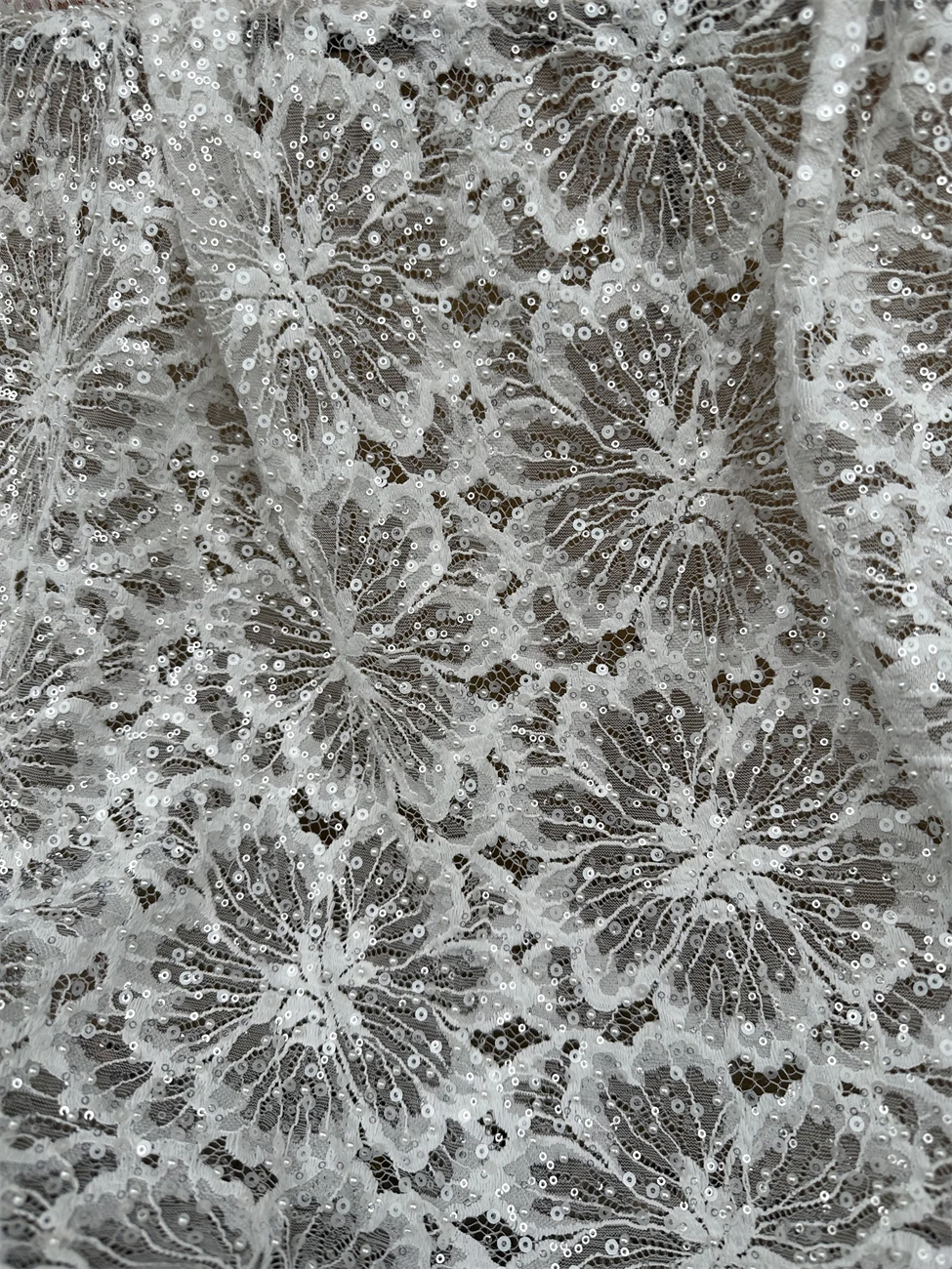 

French Embroidery Beaded Tulle Lace Fabric high quality J-1308726 African Nigerian Sequin Lace Fabric For Wedding Dress