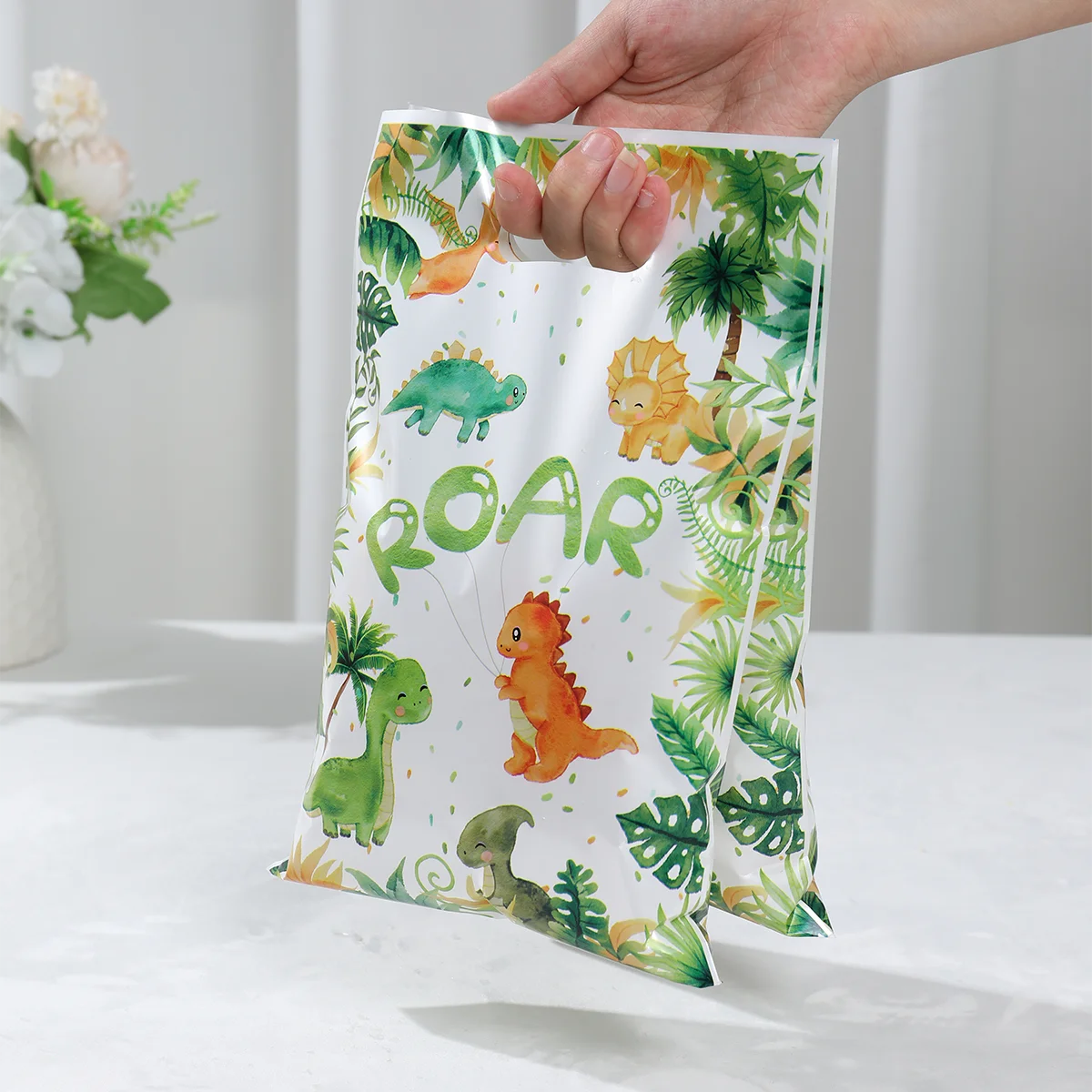 Cartoon Dinosaurier Kunststoff Geschenk Tasche Candy Tasche Dinosaurier Geburtstag Party Decor Kinder Geburtstag Party Liefert Gefälligkeiten Baby Dusche Dekor