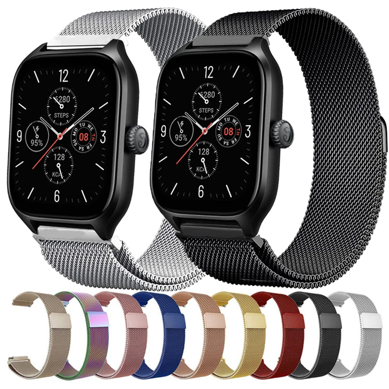 20Mm/22Mm Milanese Band For Amazfit Gts/2/2E/3/4/Gts4 Mini/Gtr 42Mm/47Mm/Gtr2/3/4/Pro Stratos Metal Bracelet Amazfit Bip Strap