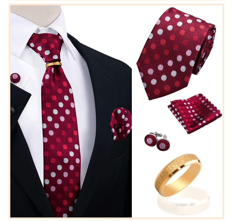 Männer Krawatten mit Ring Brosche Pin Set Marke Designer Paisley Plaid Krawatte Taschentuch Manschettenknöpfe Hochzeit Party Geschenk Männer Zubehör – Detail 28