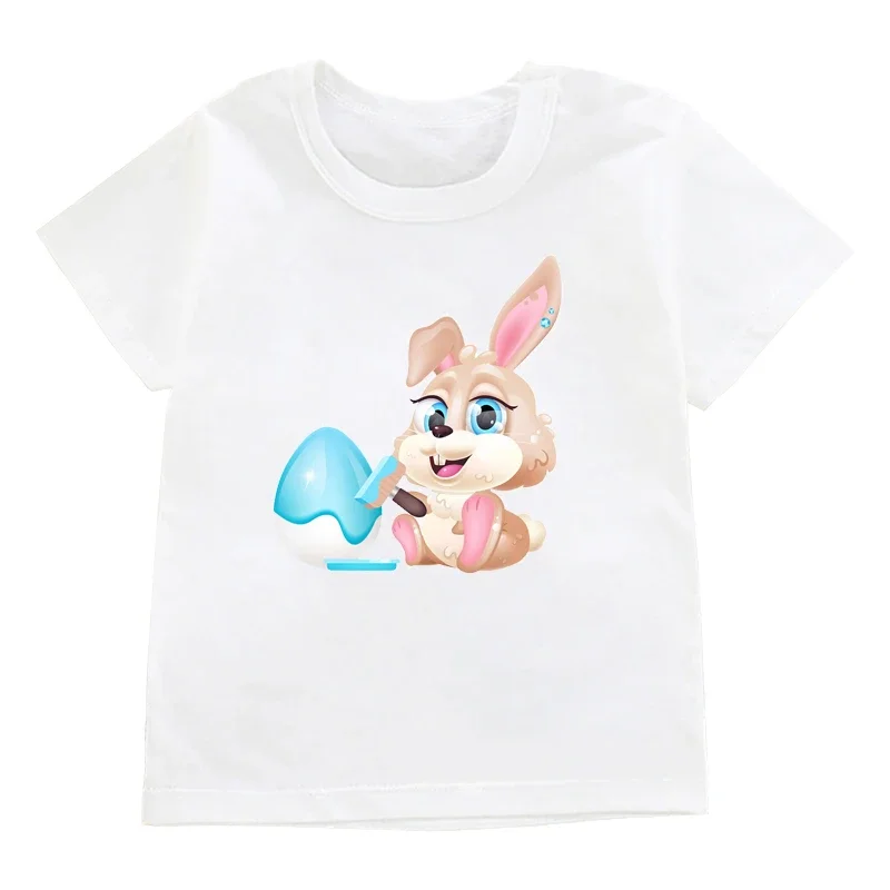 thumbnail image 1 of Nueva camiseta de algodón con diseño de huevos de Pascua para niños y hermanos, ropa para niños con bonito conejito, camiseta para bebé niño o niña, 1 of 5