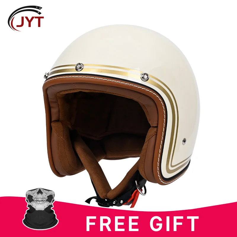 

Fiberglass Helmet 3/4 Open Face Helmets DOT Approved Fiber Glass Safety Cap for Men Women Scooter Cruiser Moped ATV Four Seasons