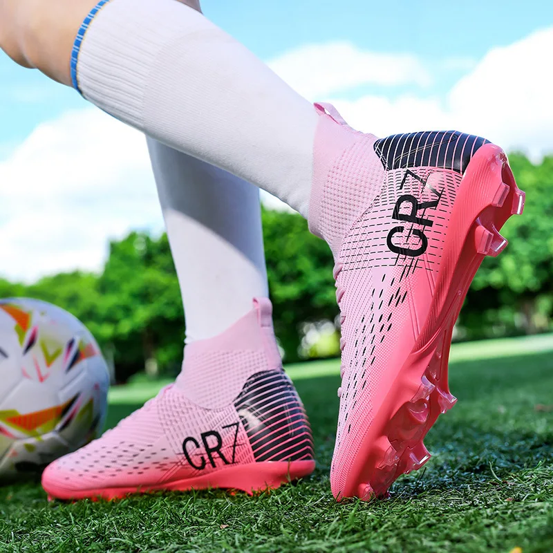 Enhanced Breathable Youth Football Shoes with Color Block Design