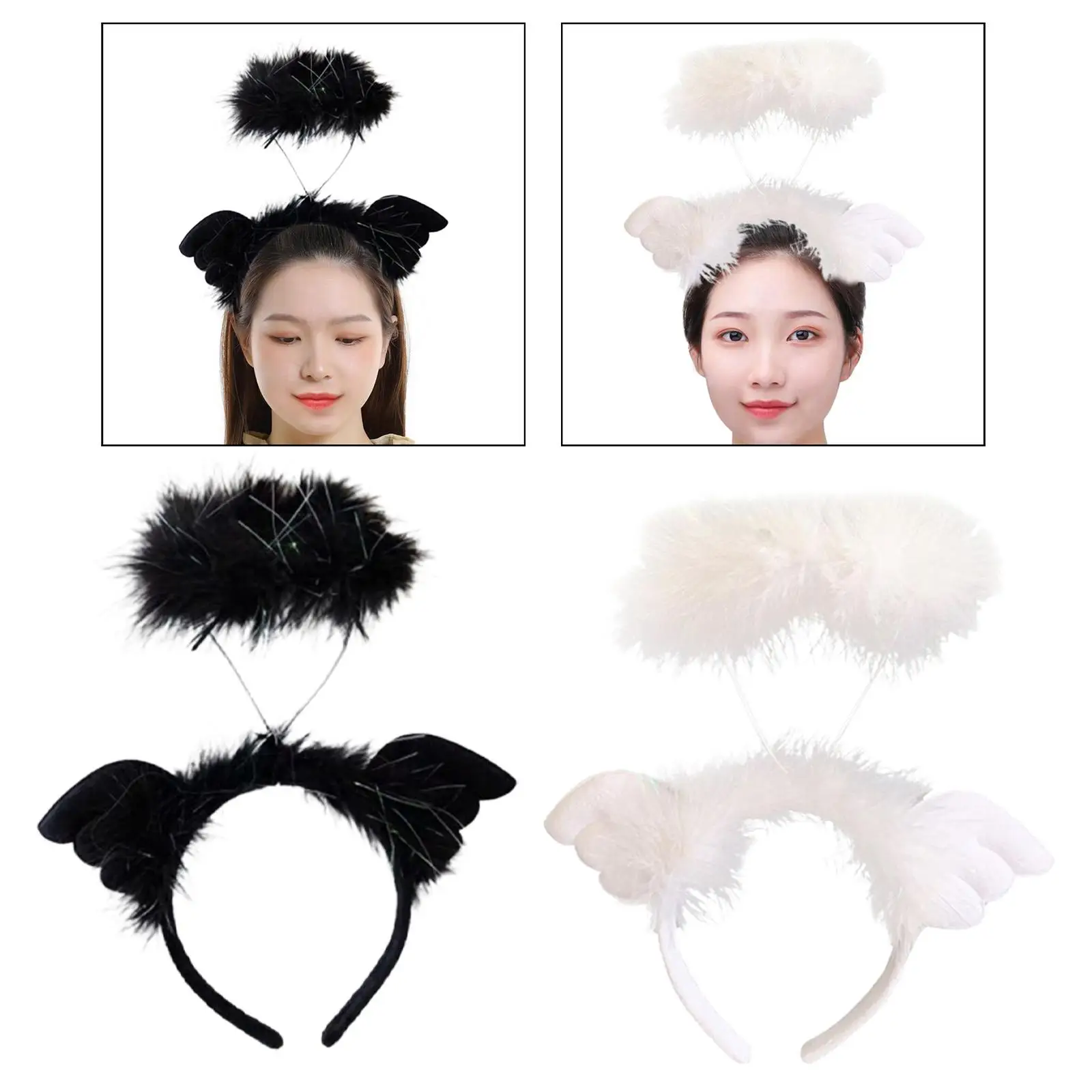 Angel Wing Headband Cosplay with Light Party Favors Hair Hoop Hairband for Carnival Role Playing Birthday Performance Halloween