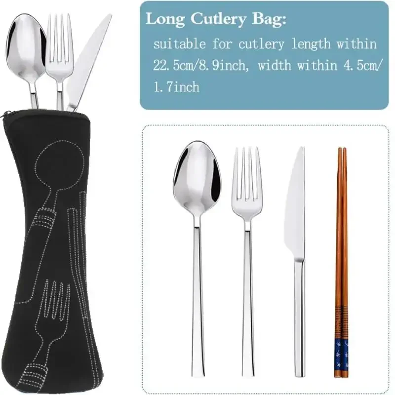 Tableware Storage Bag Travel Cutlery Case Portable Spoon Storage Bag For Camping Work School Dinner