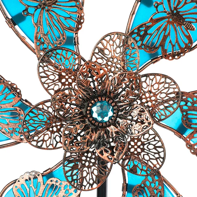 Világító Pillangó Szélmalom Szobor Kézműves Vasművészeti Kerti Party Ajándék Otthoni Dekoráció Kültéri Udvarhoz - Image 5