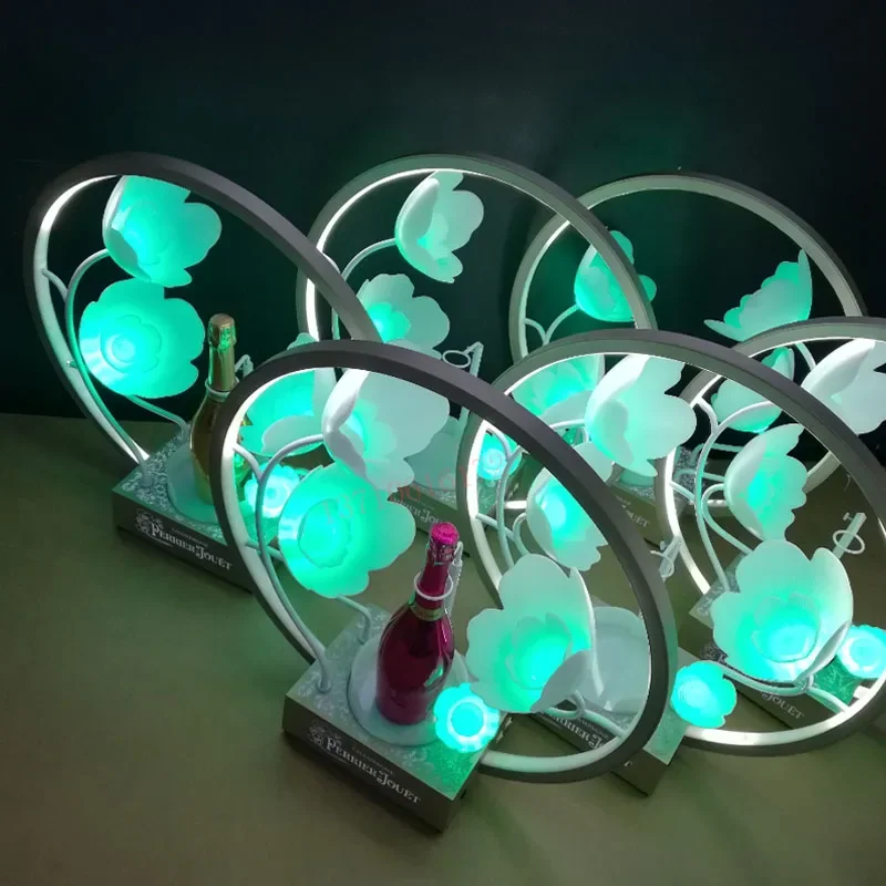 LED Rechargeable Lotus Flower Champagne Cocktail Whisky Drinkware Holder Bar Bottle Presenter For Night Club Wedding Party Decor