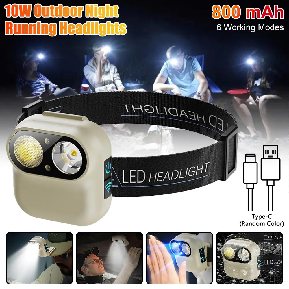 Description Picture 3 of itemLED Headlamp Zoom Sensor Headlight With Built-in Battery Head Flashlight USB Rechargeable Work Light Head Lamp Bright Torch