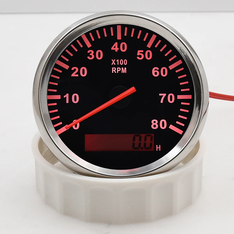 Tachometer Gauge Boat Tachometer Marine Car Tacho Meter with LCD Hourmeter 4000/6000/ 8000 RPM Gauge fit for Diesel & Gasoline Engine Engine Tachometer Tachometer Meter Engine Hour Meter