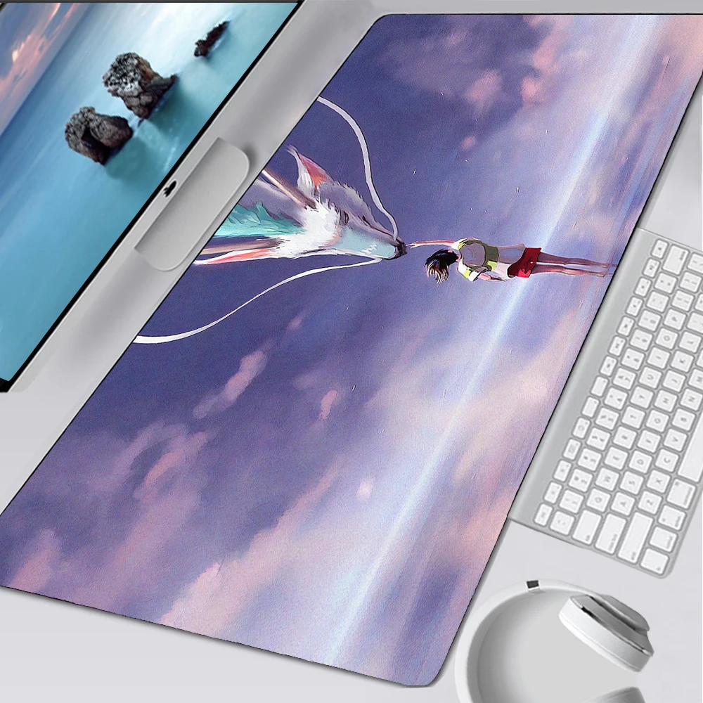 

White Dragon Mousepad Anime Keyboard Pad Rubber Table Rug Lock Edge Table Rug Carpet Computer Office Desk Accessories Mouse Pad