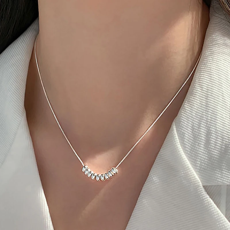 

Минималистичное ожерелье из стерлингового серебра 925 пробы для свитера для женщин и пар, новая модная необычная Геометрическая подвеска ручной работы, вечерние ювелирные изделия