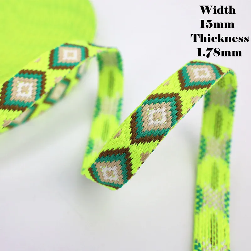 3Yards 10-20MM Retro Jacquard Substantial Thick Webbing Bag Belt Straps Ribbon for DIY Horse Or Big Pet Collar Clothing Sewing