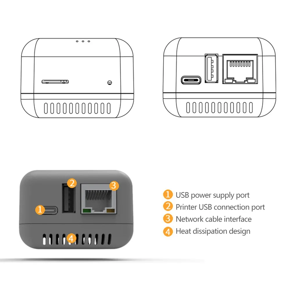Wireless Print Server Transform USB Printer into WiFi Network Printer 2 Port