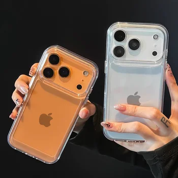 Luxury Clear Hard Acrylic Phone Case For iPhone 17 Air 16 15 14 13 12 11 Pro Max XS XR X Plus Soft Shockproof Bumper Cover 1