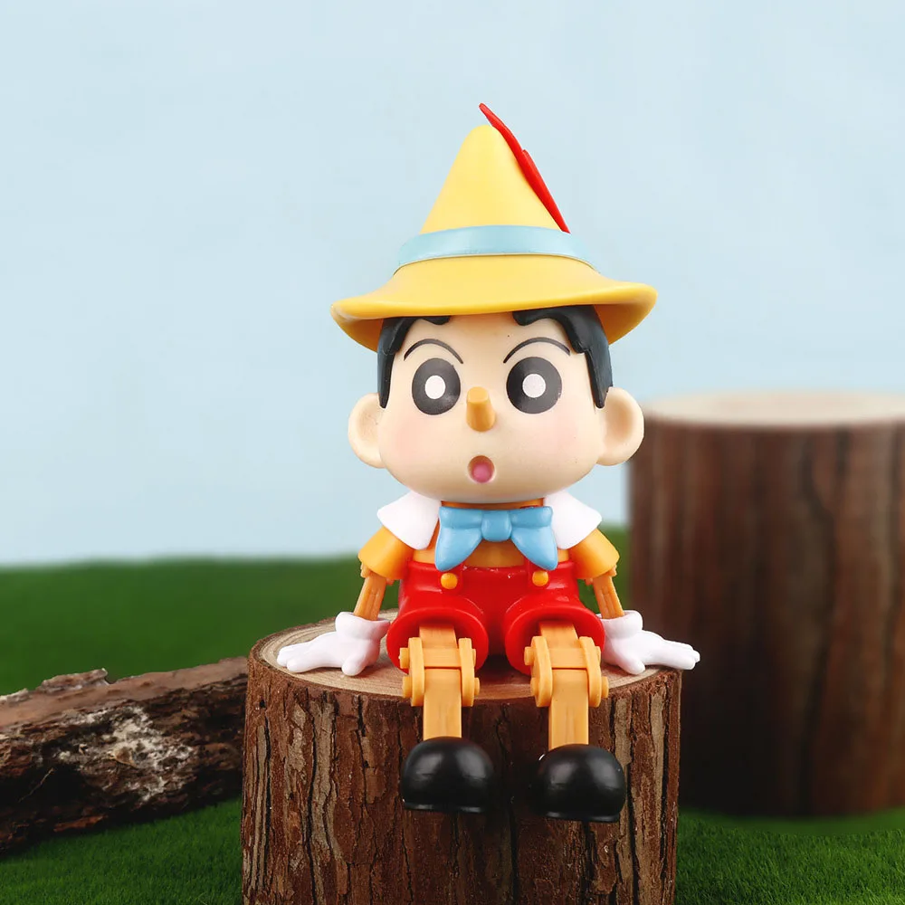 

Cartoon Crayon Shin-Chan Cosplay Pinocchio Series Blockhead Action Figures GK Model Moveable Ornament Peripherals Birthday Gifts