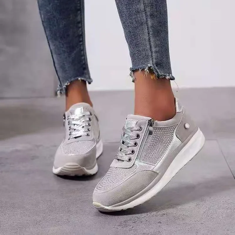 New Design Sneakers for Women Fashion Rhinestone Women's Casual Shoes 2024 Hot Sell Comfortable Slip-on Women's Platform Shoes 4