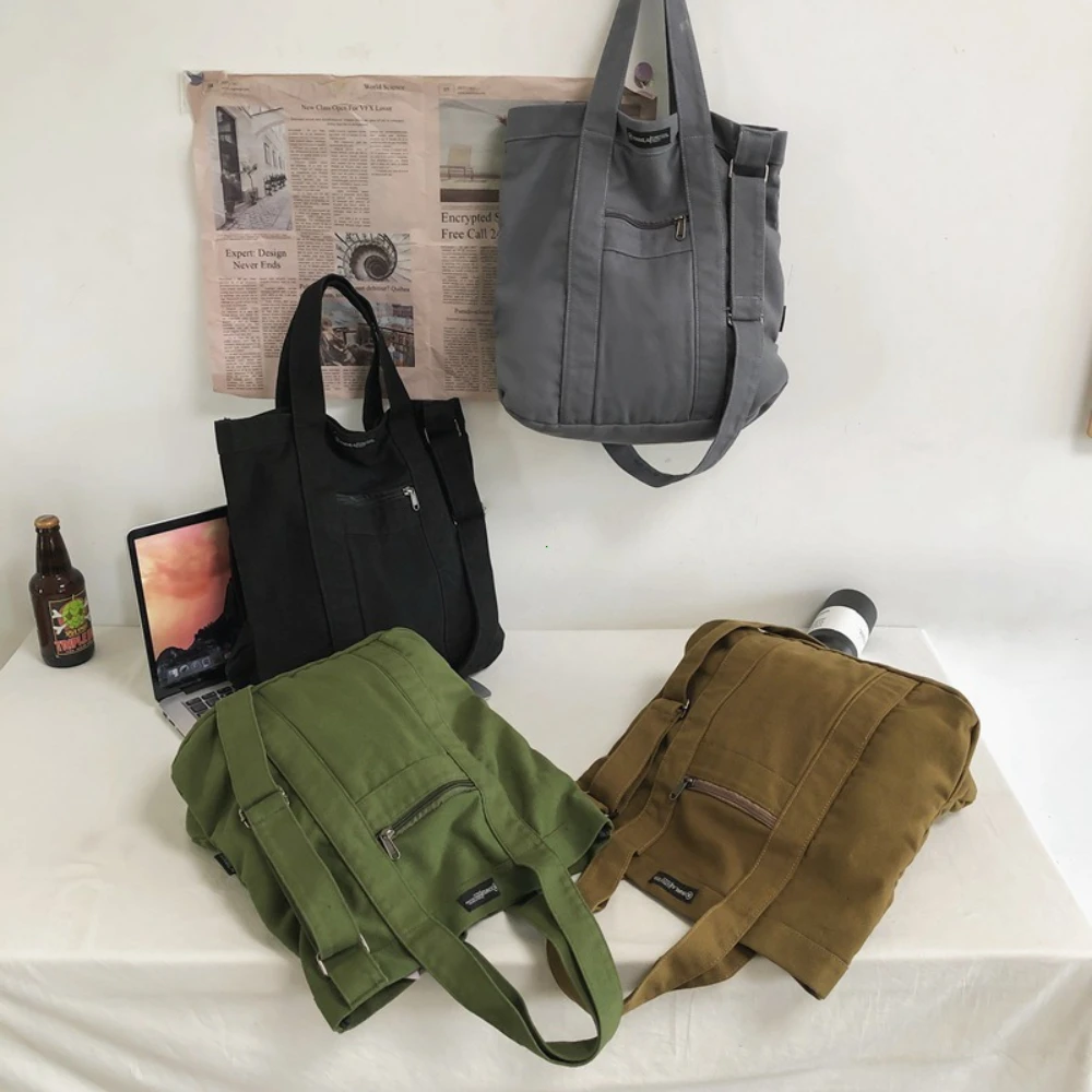 Retro Day Canvas Bag New Diagonal Span Men's Leisure Commuter Handbag Personality Fashion Solid Color Shoulder Bag Сумка Женская