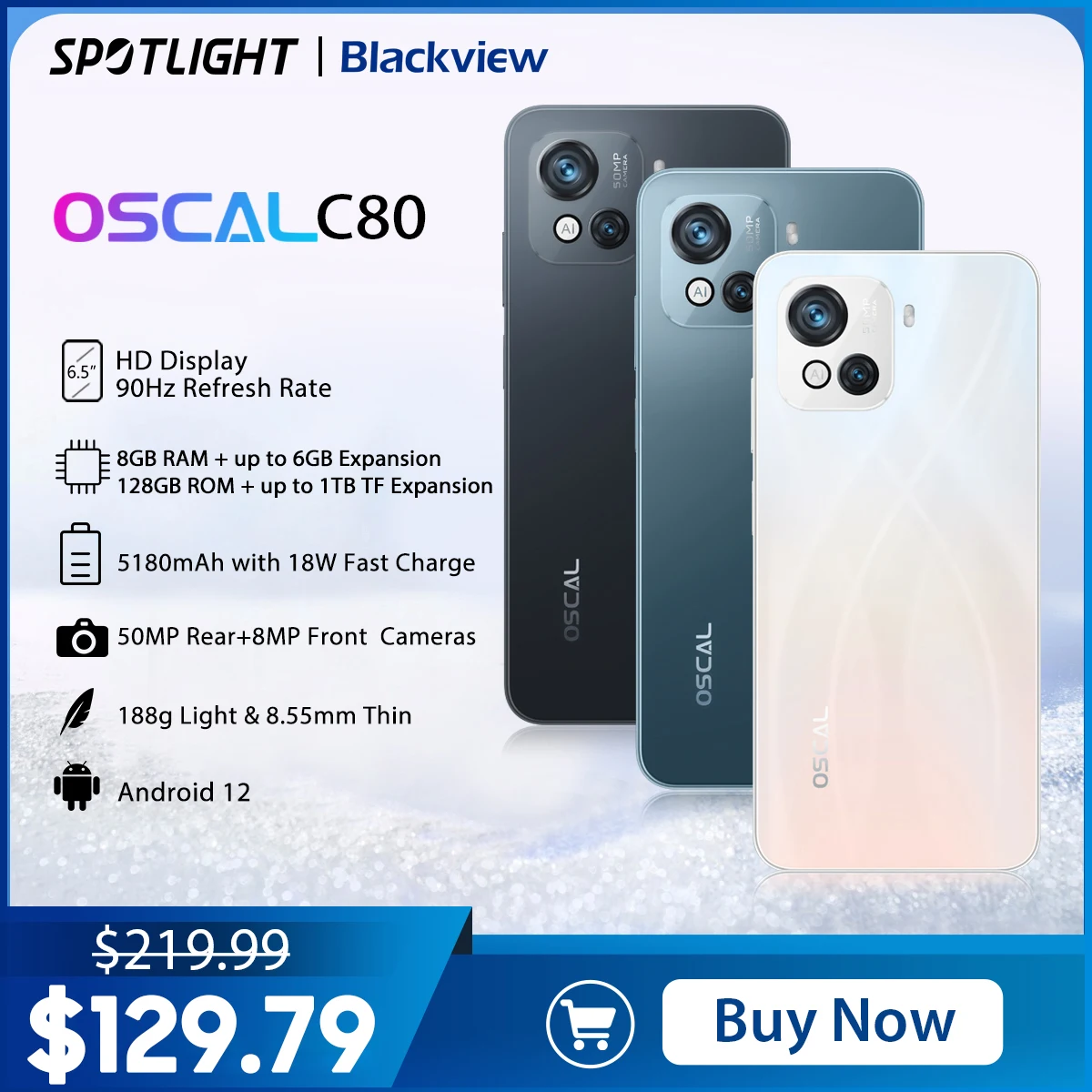 OSCAL C80 SIMフリー 8GB+128GB ホワイト グローバル版 Amazon | OSCAL スマホ C80 SIMフリー LTE通信 オクタコア