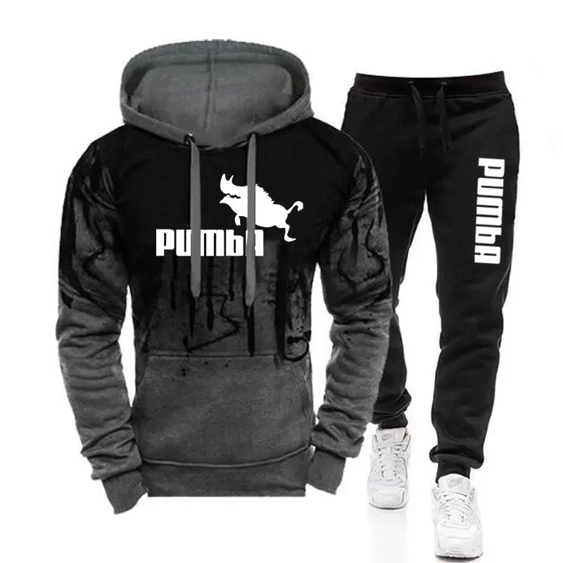 Men Sets Tracksuit Hoodies and Black Sweatpants High Quality Male Casual Sports Jogging Set Spring Funny Hooded Sweatshirt christmas men women hoodies set streetwear casual pullover suit loose jogging tracksuit 3d printed spring and autumn sweatshirts