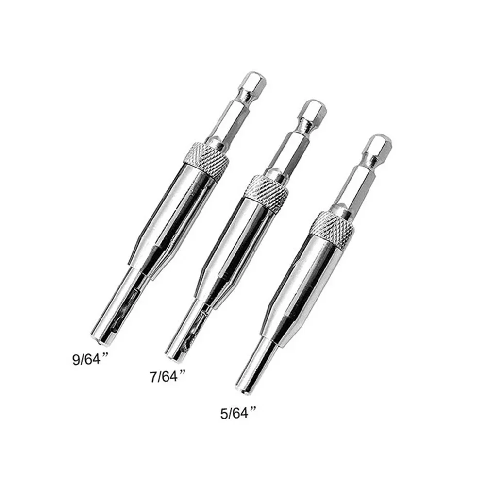 3Pcs Self Centering Hinge Drill Bits Set Door Cabinet Pilot Holes Cutter Woodworking HSS Center Drill Bits 3pcs self centering hinge drill bits set door cabinet pilot holes hss hex groove high speed steel silver tool accessories